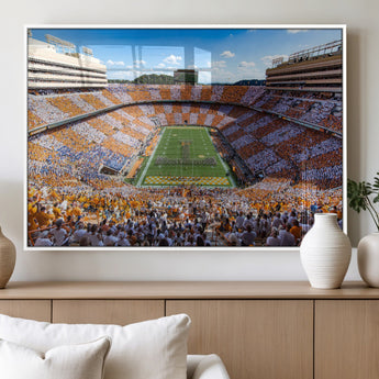 77097951-MGV-FP-36X24-3P_White-Neyland Stadium Wall Art – Panoramic Tennessee Volunteers Checkerboard Crowd Canvas Print, Football Game Day Decor for Office, Man