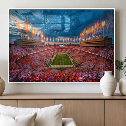 94266219-MGV-FP-36X24-3P_White-Neyland Stadium Wall Art – Panoramic Tennessee Volunteers Checkerboard Crowd Fireworks Canvas Print, Football Game Day Sports