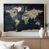 15547583-MGV-FP-36X24-3P_White-Personalized World Map Wall Art – Rustic Navy Adventure Awaits Travel Map with Custom Couple Names, Vintage Wall Decor for Home or