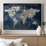 16933330-MGV-FP-36X24-3P_White-Personalized World Map Wall Art – Navy Blue Vintage Travel Map with Custom Names, Anniversary Gift for Couples Romantic Adventure