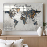 11751559-MGV-FP-36X24-3P_White-Personalized World Map Wall Art – Elegant Adventure Travel Tracker Map for Couples & Families, Push Pin Canvas Poster Decor for Home, Office