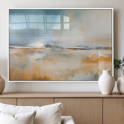 12135-MGV-FP-36X24-3P_White-Soft Horizon Wall Art Canvas Print, Framed Golden Field Art Picture Print, Dreamy Horizon Perfect Minimalist Earthy Decor Artwork