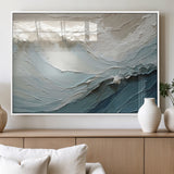 53646-MGV-FP-36X24-3P_White-Ocean Wave Wall Art Canvas Print, Framed Textured Seascape Art Picture Print, Modern Ocean Perfect Minimal Coastal 2/2 Decor