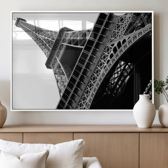 89033-MGV-FP-36X24-3P_White-Eiffel Tower Wall Art – Dramatic Black and White Architectural Canvas Print, Modern Paris Decor for Office, Living Room or