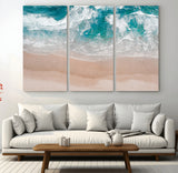 39236-MGV-CV-36X24-Ocean Beach Wall Art – Aerial View of Waves and Sand Canvas Print, Coastal Home Decor for Living Room, Bedroom, Office or Beach