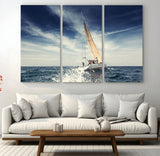 75430-MGV-CV-36X24-Sailing Boat Wall Art – Dynamic Ocean Yacht Canvas Print, Nautical Decor for Living Room, Office, Beach House or Cabin