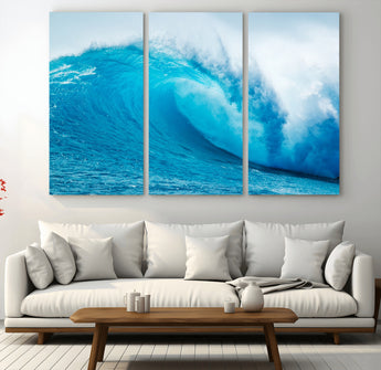 13117-MGV-CV-36X24-Ocean Wave Wall Art – Dynamic Blue Surf Canvas Print, Coastal Beach Decor for Living Room, Bathroom, Office, or Beach House