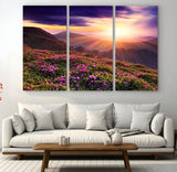 49741-MGV-CV-36X24-Mountain Sunrise Wall Art – Vibrant Floral Landscape Canvas Print, Nature Home Decor for Living Room, Bedroom Office or Cabin