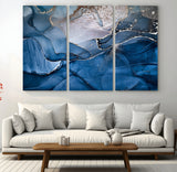 27810-MGV-CV-36X24-Abstract Blue Gold Fluid Art Wall – Modern Canvas Print, Elegant Home & Office Wall Art, Stylish Living Room or Bedroom Decor