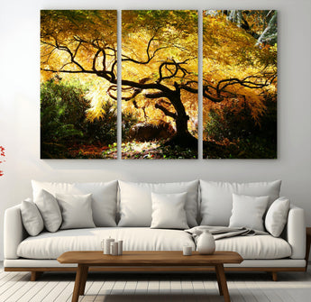 19067-MGV-CV-36X24-Golden Canopy Wall Art – Panoramic Autumn Tree Canvas Print, Warm Seasonal Decor for Living Room, Office or Garden Space