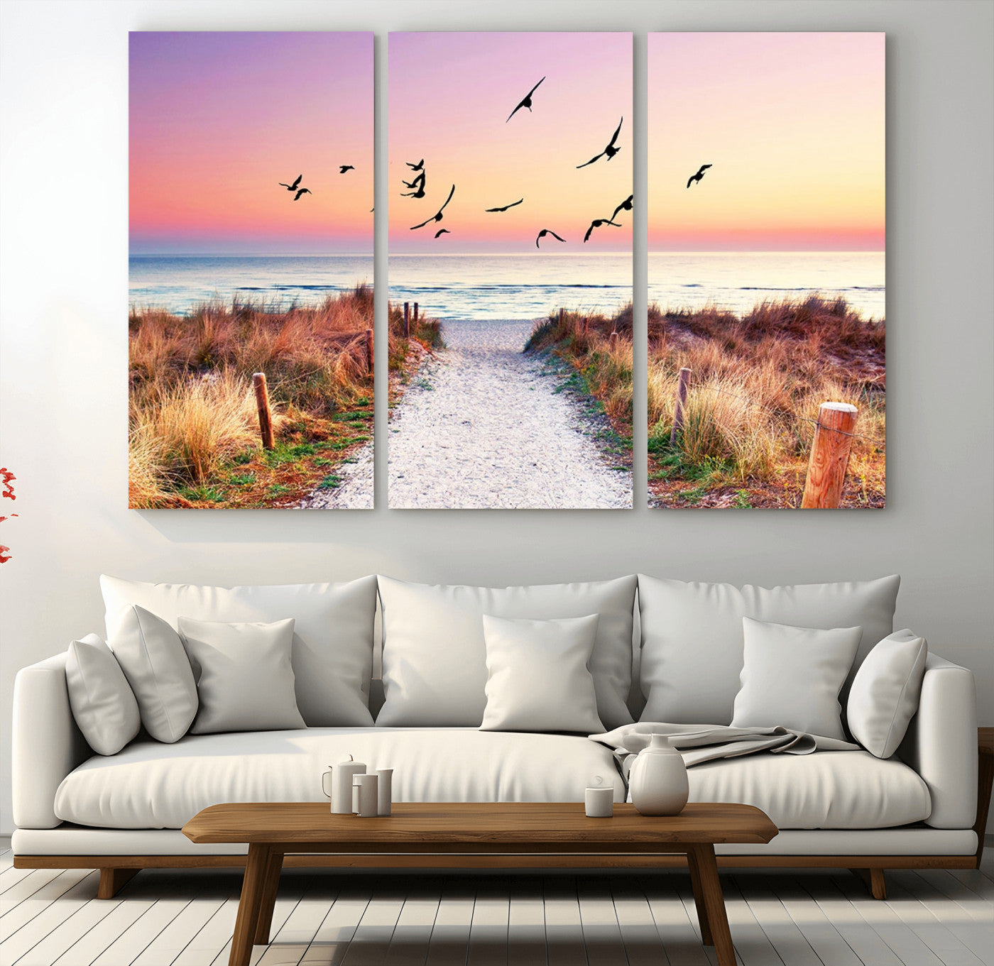 54411-MGV-CV-36X24-Coastal Path Sunrise Wall Art – Serene Ocean Canvas Print, Beach Landscape Decor for Living Room, Bedroom or Office, Peaceful