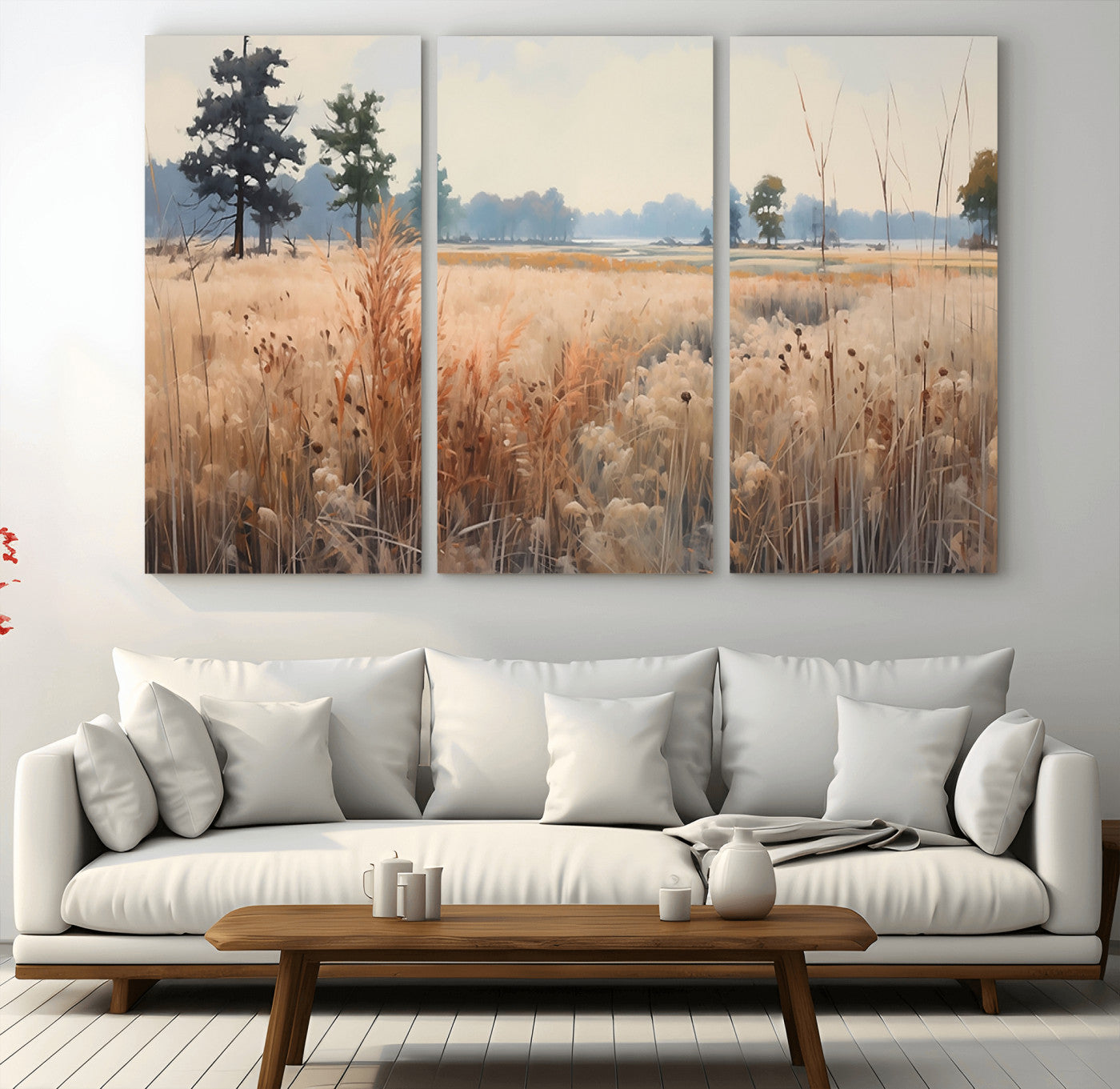 98822-MGV-CV-36X24-Autumn Meadow Wall Art – Tranquil Grassland Landscape Canvas Print, Rustic Country Decor for Living Room, Bedroom or Farmhouse