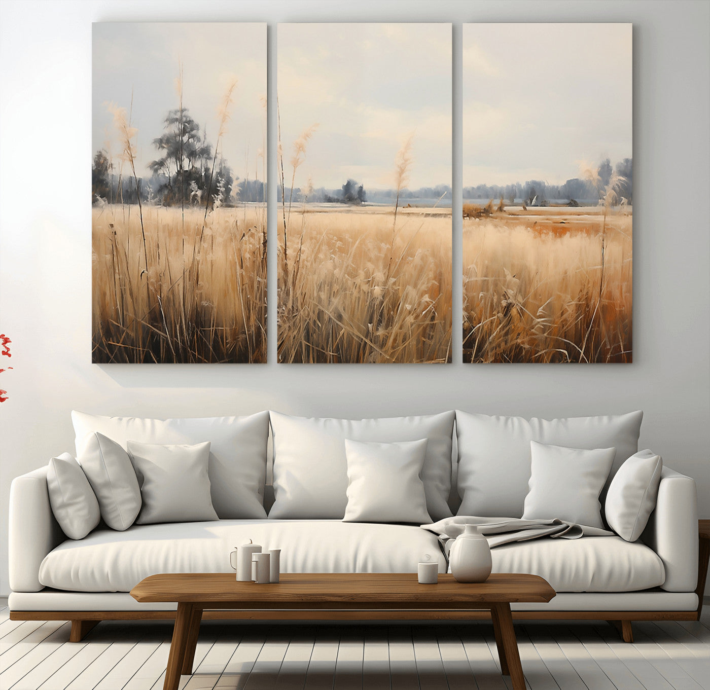 38193-MGV-CV-36X24-Golden Meadow Wall Art – Serene Grassland Landscape Canvas Print, Rustic Nature Decor for Bedroom, Living Room or Farmhouse