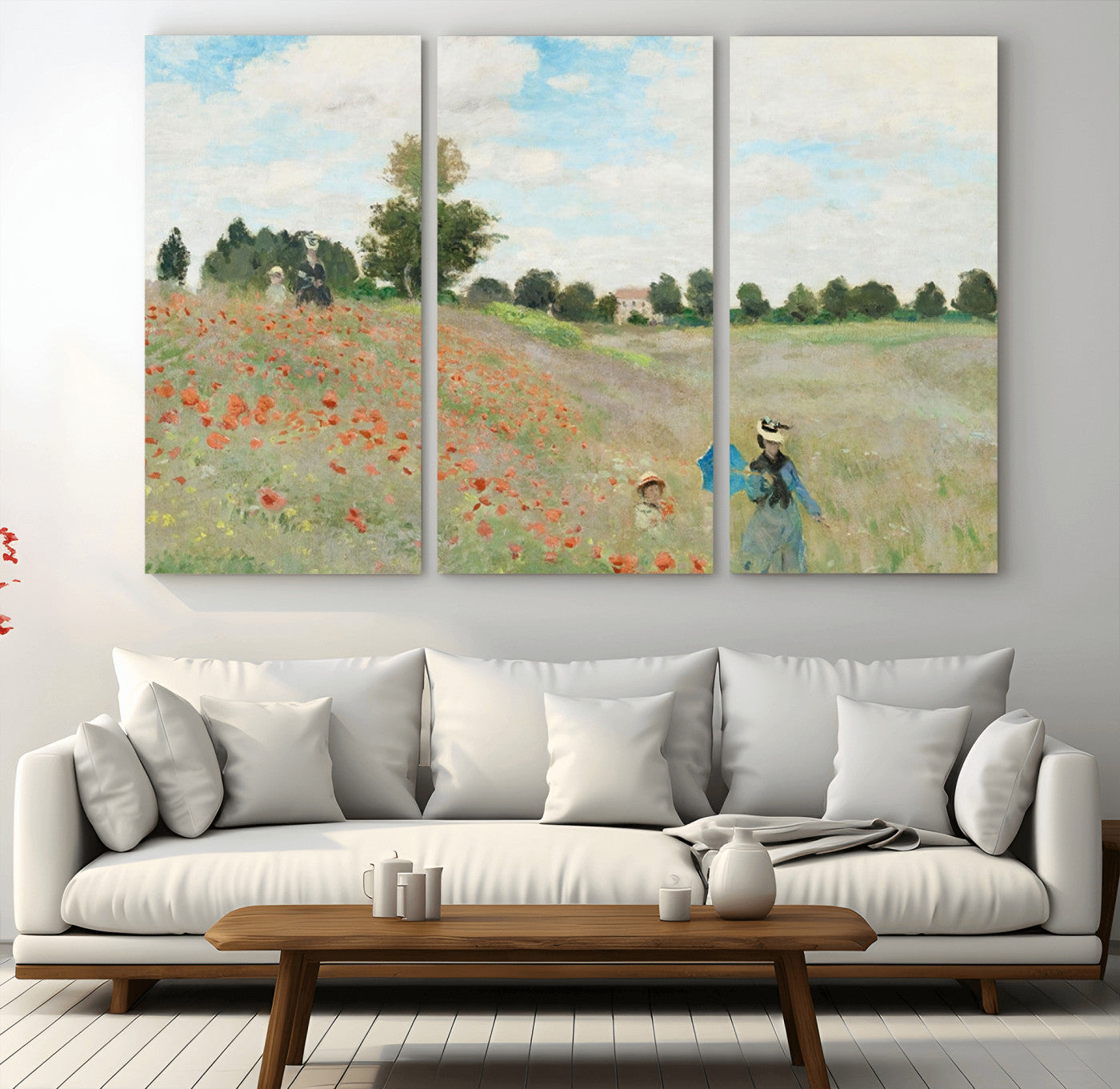 74890-MGV-CV-36X24-Monet Poppy Field Wall Art – Impressionist Landscape Canvas Print, Classic French Artwork for Living Room, Bedroom or Office Decor
