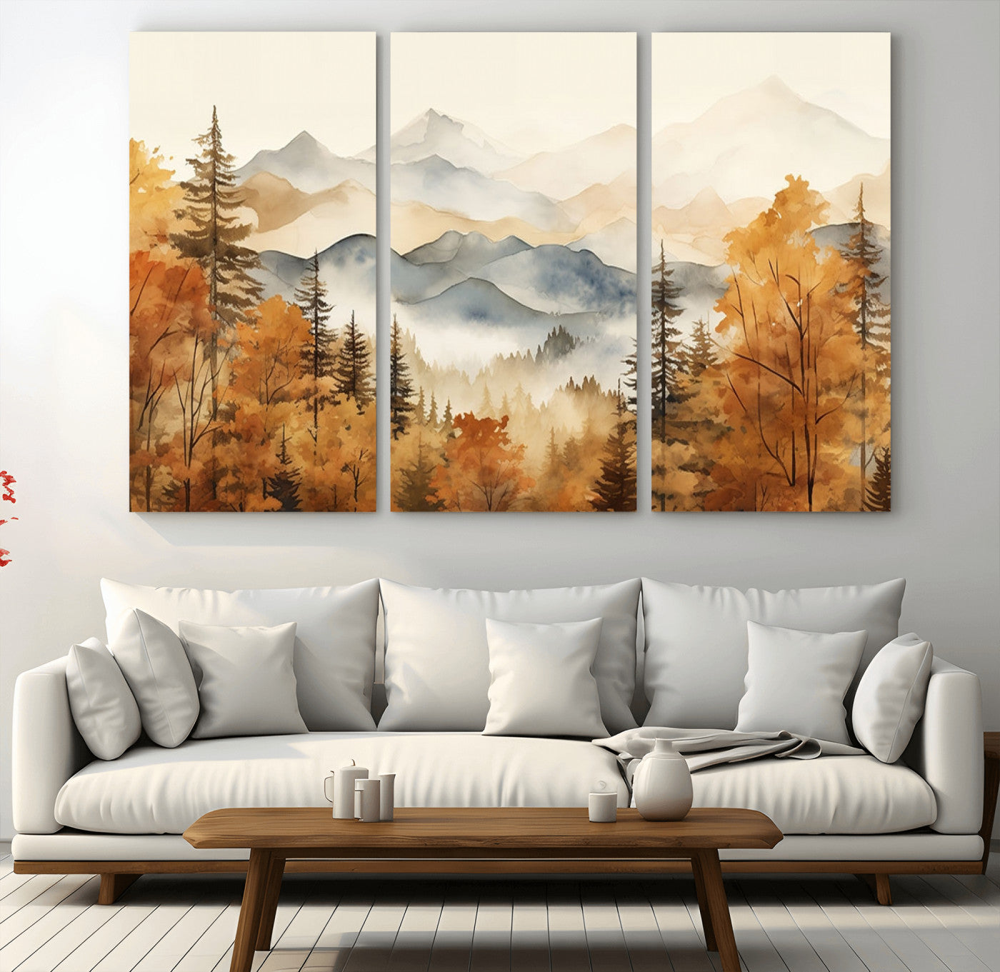 72950-MGV-CV-36X24-Autumn Mountain Forest Wall Art – Golden Fall Landscape Canvas Print, Nature-Inspired Home Decor for Living Room, Bedroom or