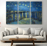 94605-MGV-CV-36X24-Starry Night Over the Rhone Wall Art – Vincent van Gogh Canvas Print, Famous Impressionist Painting for Living Room, Office