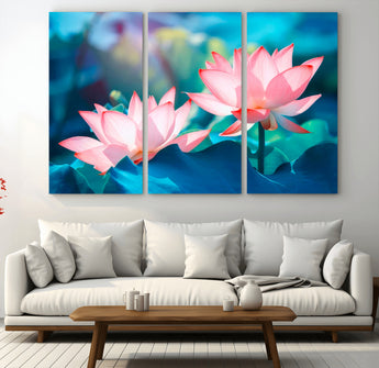 32559-MGV-CV-36X24-Lotus Flower Wall Art – Pink Water Lily Canvas Print, Tranquil Nature Decor for Living Room, Bedroom or Meditation Space