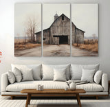 11602-MGV-CV-36X24-Old Barn Wall Art Canvas Print, Framed Rustic Barn Art Picture Print, Old Farmhouse Perfect Rustic Farmhouse Decor Artwork