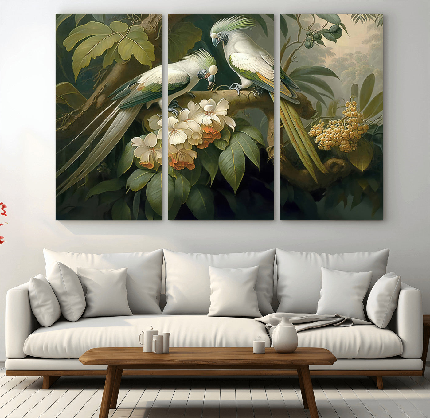 84047-MGV-CV-36X24-Tropical Birds Wall Art – Elegant Botanical Canvas Print, Exotic Nature Decor for Living Room, Bedroom or Office