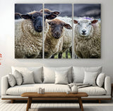 18418-MGV-CV-48X32-3P-Sheep Wall Art Canvas Print, Framed Farmhouse Sheep Art Picture Print, Sheep Herd Perfect Rustic Farmhouse Decor Artwork