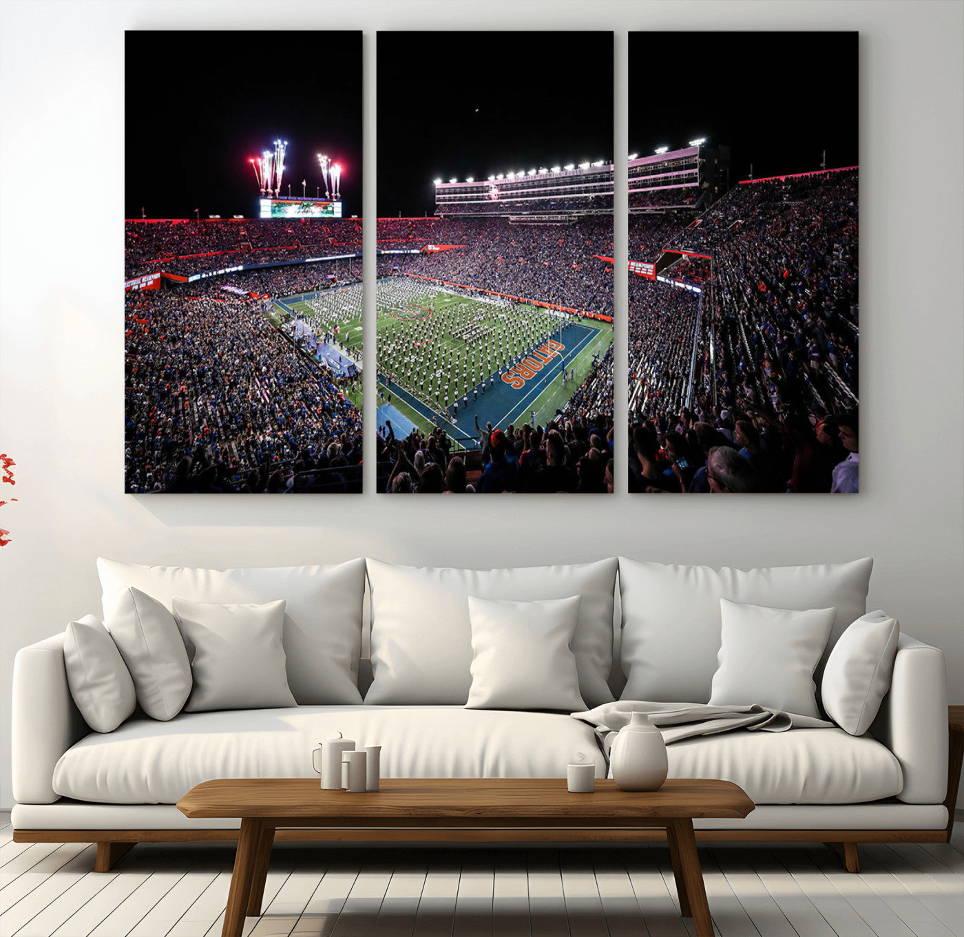46899-MGV-CV-48X32-3P-Ben Hill Griffin Stadium Wall Art Canvas Print, Framed Football Stadium Art Picture Print, Florida Football Stadium Perfect Sport