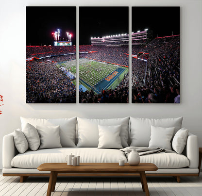 46899-MGV-CV-48X32-3P-Ben Hill Griffin Stadium Wall Art Canvas Print, Framed Football Stadium Art Picture Print, Florida Football Stadium Perfect Sport