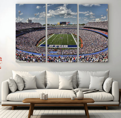 76491-MGV-CV-48X32-3P-Buffalo Bills Stadium Wall Art Canvas Print, Framed Bills Stadium Art Picture Print, Highmark Stadium Perfect Sport Room Decor