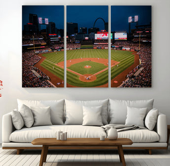 38612-MGV-CV-48X32-3P-Busch Stadium Wall Art Canvas Print, Framed Missouri Stadium Art Picture Print, Busch Stadium Field Perfect Sports Room Decor