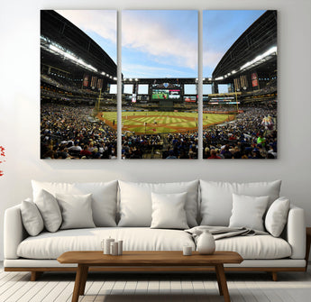 92672-MGV-CV-48X32-3P-Chase Field Stadium Wall Art Canvas Print, Framed Arizona Stadium Art Picture Print, Chase Stadium Perfect Sports Room Decor