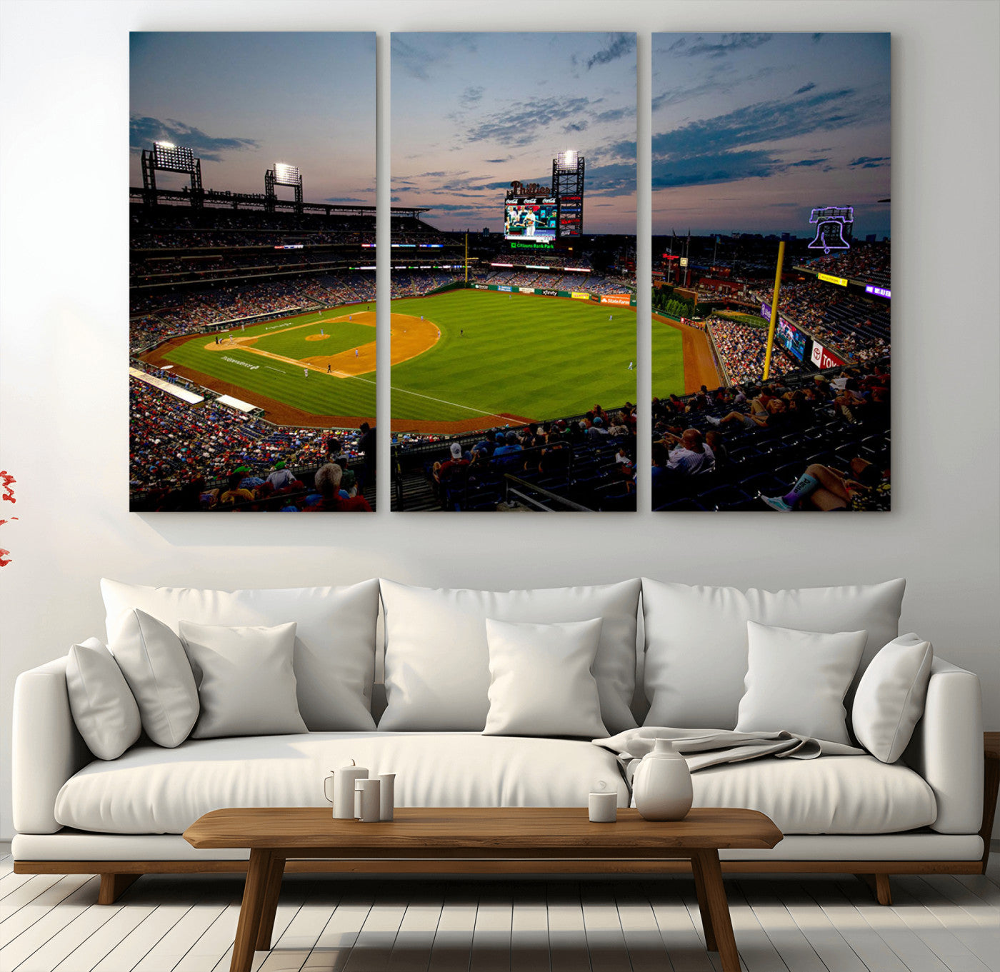17415-MGV-CV-48X32-3P-Philadelphia Phillies Stadium Wall Art Canvas Print, Framed Citizens Bank Park Art Picture Print, Phillies Stadium Field Perfect