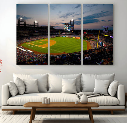 17415-MGV-CV-48X32-3P-Philadelphia Phillies Stadium Wall Art Canvas Print, Framed Citizens Bank Park Art Picture Print, Phillies Stadium Field Perfect