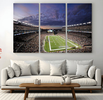 52712-MGV-CV-36X24-Gillette Stadium Field Wall Art Canvas Print, Framed Massachusetts Stadium Art Picture Print, Gillette Stadium Perfect Sport Room