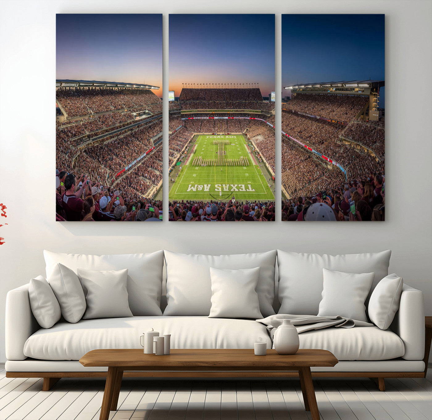 17421-MGV-CV-48X32-3P-Kyle Field Wall Art Canvas Print, Framed Texas Stadium Art Picture Print, Kyle Field Stadium Perfect Sport Room Decor Artwork