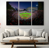44322-MGV-CV-48X32-3P-Minute Maid Park Wall Art Canvas Print, Framed Houston Astros Stadium Art Picture Print, Houston Astros Field Perfect Sports Room