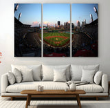 67670-MGV-CV-48X32-3P-PNC Park Stadium Wall Art Canvas Print, Framed Pittsburgh Pirates Stadium Art Picture Print, PNC Park Field Perfect Sport Room
