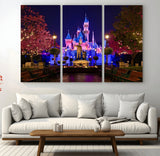 79435-MGV-CV-48X32-3P-Disney Castle Wall Art Canvas Print, Framed Magic Kingdom Art Picture Print, Disney World Perfect Child Room Decor Artwork