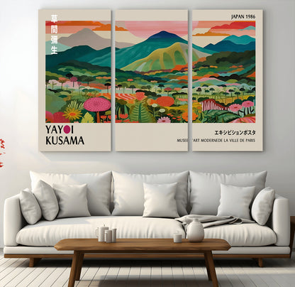 54215-MGV-CV-36X24-Yayoi Kusama Wall Art – Panoramic Japanese Landscape Canvas Print, Modern Abstract Nature Decor for Office, Bedroom or Living Room