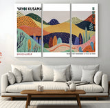 66936-MGV-CV-36X24-Kusama Wall Art – Vibrant Abstract Hills Canvas Print, Japanese Modern Landscape Poster for Living Room, Office, Studio or