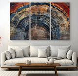 63519-MGV-CV-48X32-3P-Tree Ring Wall Art – Rustic Nature Wood Grain Canvas Print, Abstract Natural Texture Artwork Poster for Living Room, Bedroom,