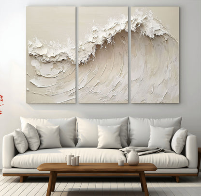 45175-MGV-CV-36X24-Textured Wave Wall Art Canvas Print, Framed Minimal Seascape Art Picture Print, Elegant Wave Perfect Modern Coastal Decor Artwork