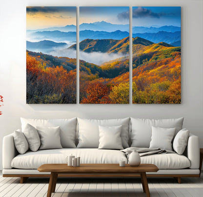 86772247-MGV-CV-36X24-Autumn Mountains Wall Art Canvas Print, Framed Fall Foliage Art Picture Print, Vibrant Hills Perfect Vibrant Nature Decor Artwork
