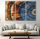 96890915-MGV-CV-36X24-Abstract Tree Ring Wall Art – Rustic Nature Canvas Print with Wood Grain Texture, Modern Earth Tone Artwork for Office, Living