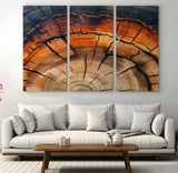 65909987-MGV-CV-36X24-Rustic Tree Ring Wall Art – Nature Inspired Wooden Texture Canvas Print, Modern Abstract Artwork for Living Room, Bedroom, Office