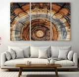 15184146-MGV-CV-48X32-3P-Tree Rings Wall Art Canvas Print, Framed Wood Texture Art Picture Print, Rustic Pattern Perfect Rustic Organic Decor Artwork