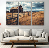 69356982-MGV-CV-36X24-Old Barn Wall Art Canvas Print, Framed Rustic Fence Art Picture Print, Wooden Farmhouse Perfect Rustic Farmhouse Decor Artwork