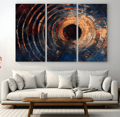 10017879-MGV-CV-48X32-3P-Wood Tree Ring Wall Art Canvas Print, Framed Natural Wood Art Picture Print, Rustic Tree Slice Perfect Rustic Decor Artwork