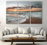 40632752-MGV-CV-36X24-Ocean Sunset Wall Art Canvas Print, Framed Beach Waves Art Picture Print, Coastal Scene Perfect Coastal Decor Artwork