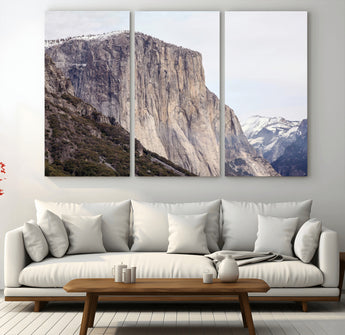 74506434-MGV-CV-48X32-3P-El Capitan Wall Art Canvas Print, Framed Yosemite Cliff Art Picture Print, Sierra Nevada Perfect Sierra Minimalism Decor Artwork