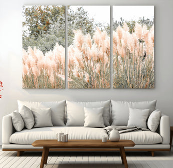 21826392-MGV-CV-36X24-Pampas Grass Wall Art Canvas Print, Framed Soft Pampas Art Picture Print, Pastel Grasses Perfect Soft Neutral Boho Decor Artwork