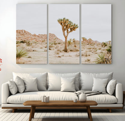 67109959-MGV-CV-36X24-Joshua Tree Wall Art Canvas Print, Framed Neutral Desert Art Picture Print, Earthy Landscape Perfect Neutral Boho Decor Artwork
